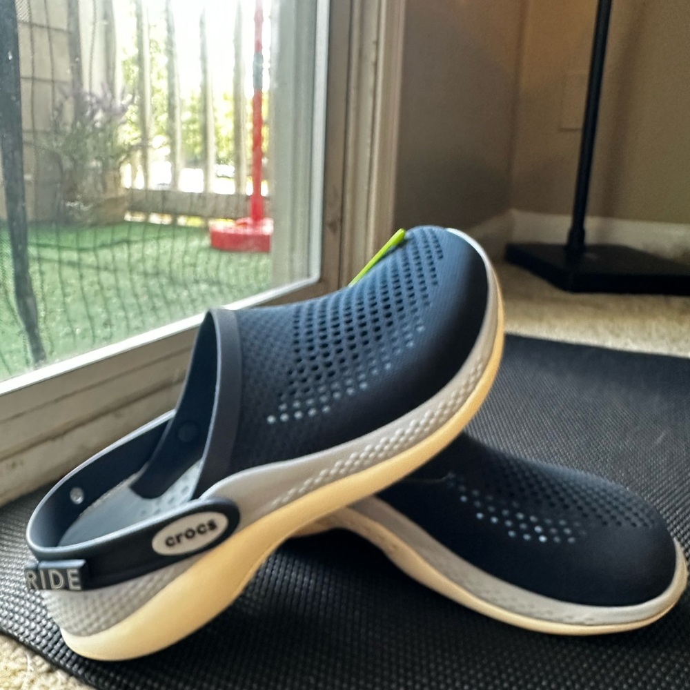 CROCS Navy and Cream Clogs